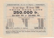 France 1 Franc Loterie Santorium de St Pol sur Mer - 1905 - TTB