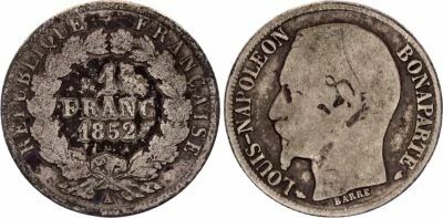 France 1 Franc Louis-Napol�on Bonaparte - 1852 A - Argent