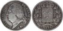 France 1 Franc Louis XVIII - 1822 A Paris - Argent