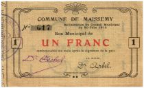 France 1 Franc Maissemy Commune - 1915