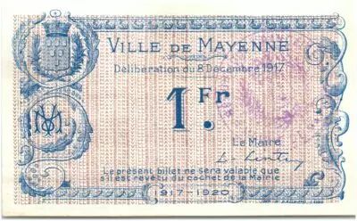 France 1 Franc Mayenne City - 1917