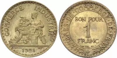 France 1 Franc Mercury Seated - 1921