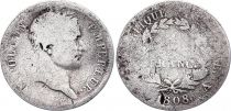 France 1 Franc Napoleon I - 1808 A Paris - Silver