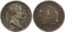 France 1 Franc Napoleon I - 1808 A Paris Silver