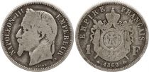France 1 Franc Napoleon III - 1869 A Paris - Silver