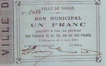 France 1 Franc Noyon City - 1914