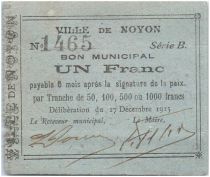 France 1 Franc Noyon City - 1915