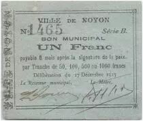 France 1 Franc Noyon City - 1915