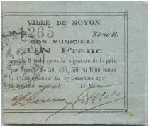 France 1 Franc Noyon City - 1915