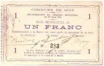 France 1 Franc Oisy City - 1915
