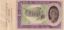 France 1 Franc P&eacute;tain Solidarity Voucher - Bowl of Soup 1941 - AB Series