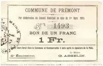 France 1 Franc Premont City - 1915