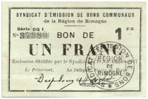 France 1 Franc Rimogne City - 1917