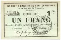 France 1 Franc Rimogne City - 1917