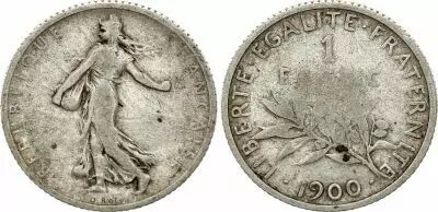 France 1 Franc Semeuse - 1900 - Argent