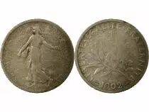 France 1 Franc Semeuse - 1902 - Silver - F - KM.844.1