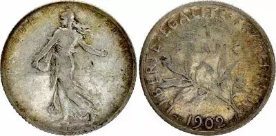France 1 Franc Semeuse - 1902 - Silver - VF - KM.844.1