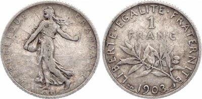 France 1 Franc Semeuse - 1903 - Argent