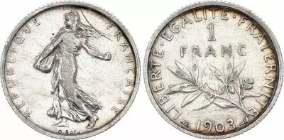France 1 Franc Semeuse - 1903 - Silver