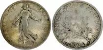 France 1 Franc Semeuse - 1904 - Silver - F to VF - KM.844.1