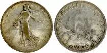 France 1 Franc Semeuse - 1905 - Silver - KM. 844.1 - F to VF