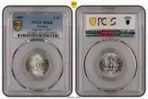 France 1 Franc Semeuse - 1909 - PCGS MS66
