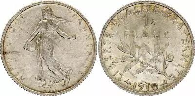 France 1 Franc Semeuse - 1910 - Silver
