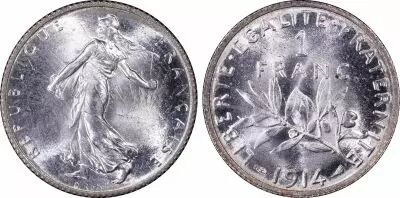 France 1 Franc Semeuse - 1914 - PCGS MS 65 - Neuf