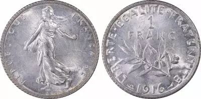France 1 Franc Semeuse - 1916 - PCGS MS 65 - Neuf