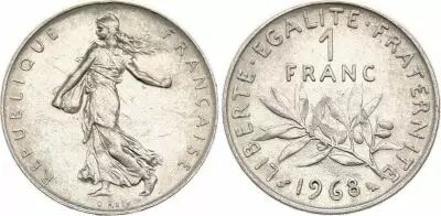 France 1 Franc Semeuse 1968