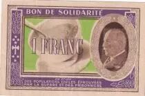 France 1 Franc Solidarity Bond - 1941-1942 - Serial B
