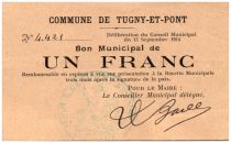 France 1 Franc Tugny-Et-Pont City - 1914