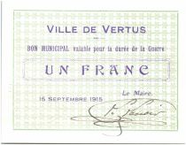 France 1 Franc Vertus City - 1915