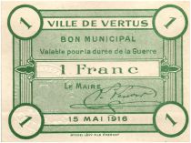 France 1 Franc Vertus City - 1916