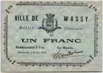 France 1 Franc Wassy City - 1917