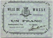 France 1 Franc Wassy Ville - 1917