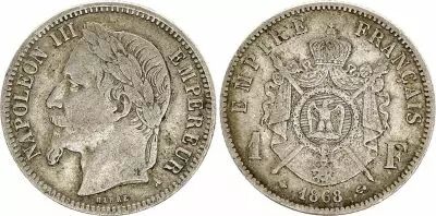 France 1 Francs Napoleon III - 1868 A Paris