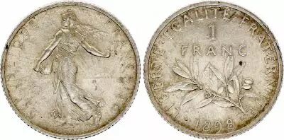 France 1 Francs Semeuse - 1898 - XF