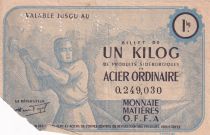 France 1 Kilo of Ordinary Steel - Section des Fontes Fers et Aciers - 1942