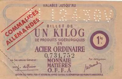 France 1 Kilog d\'Acier Ordinaire - Commandes Allemandes