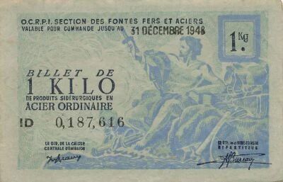 France 1 Kilogram of Ordinary Steel - OCRPI - December 31, 1948