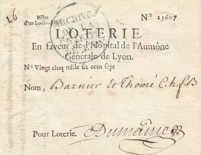 France 1 Louis d\'Or Loterie Hopital de l\'Aum�ne G�n�rale de Lyon - 1704 - TTB