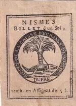 France 1 Sol - Gard - Caisse d\'&eacute;change de Nismes - 1791