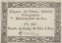 France 1 sol - Orne - Municipality of Say - 1792