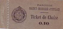 France 10 cent. Paris Ticket de chaise paroisse.
