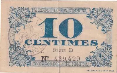 France 10 Centimes - City of Lille - Bon communal - 31-10-1917 - S�rie D