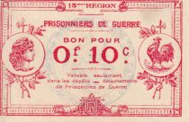 France 10 Centimes - Prisionniers de guerre - 15ème région - Tampon au verso