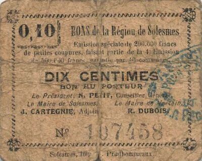 France 10 Centimes - Solesmes Region