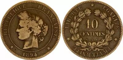 France 10 Centimes Ceres - 3th Republic - 1894 A Paris