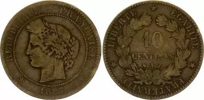 France 10 Centimes C�r�s - Third R�public - 1887 A Paris